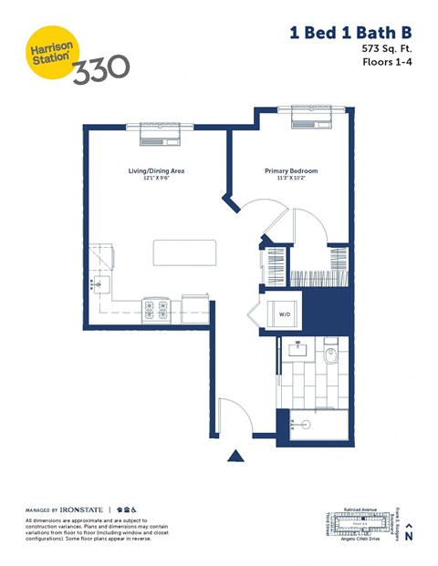 a floor plan of a unit with a bedroom and a bathroom